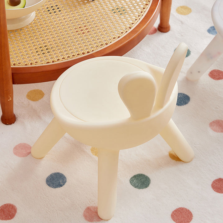 Lumendat Contemporary Creative Kids PE Bunny Ear Round Footstool With Backrest For Entryway And Living Room Lumendat
