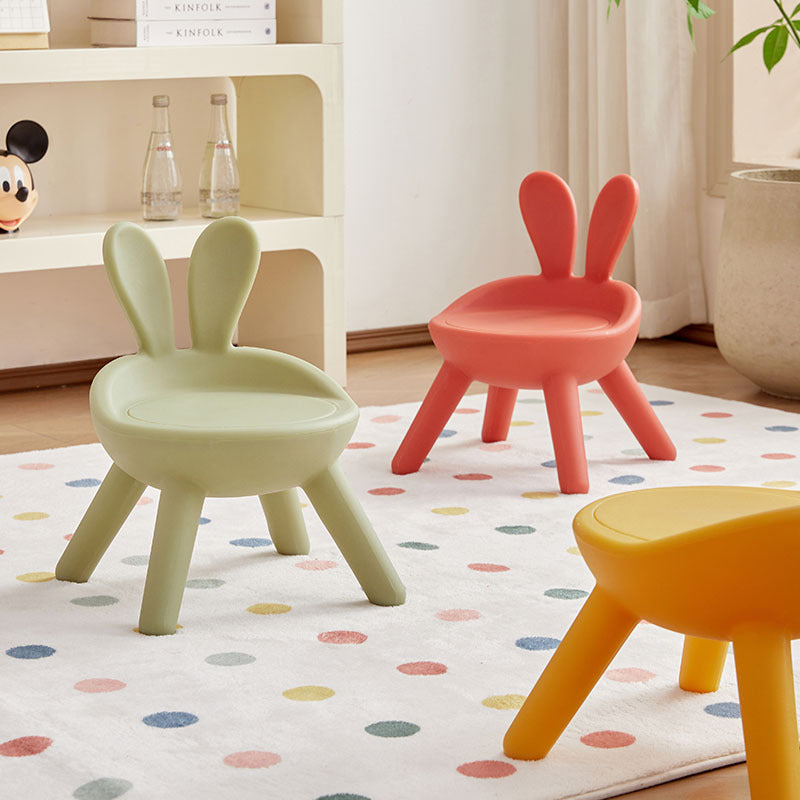 Lumendat Contemporary Creative Kids PE Bunny Ear Round Footstool With Backrest For Entryway And Living Room Lumendat