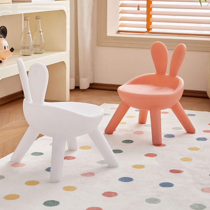 Lumendat Contemporary Creative Kids PE Bunny Ear Round Footstool With Backrest For Entryway And Living Room Lumendat