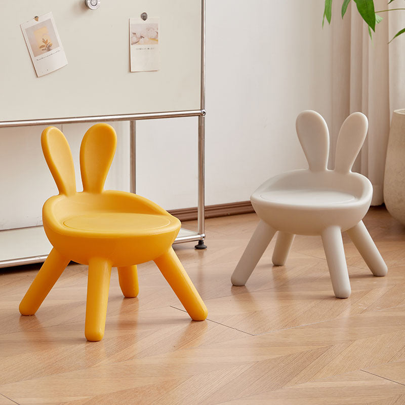 Lumendat Contemporary Creative Kids PE Bunny Ear Round Footstool With Backrest For Entryway And Living Room Lumendat