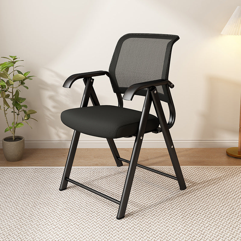 Modern Minimalist Foldable Mesh Sponge Carbon Steel Square Desk Chair With Backrest And Armrests For Home Office Or Study DFM-F