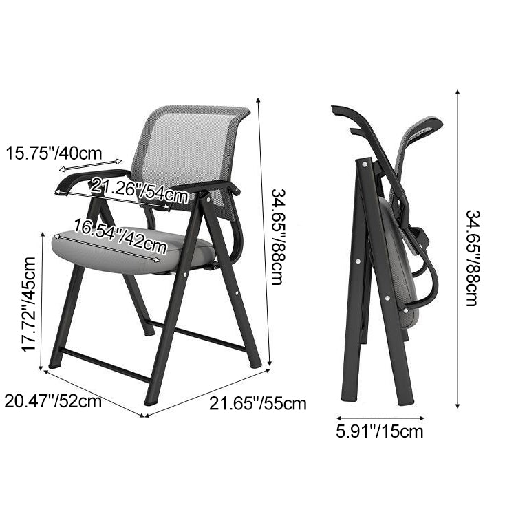 Modern Minimalist Foldable Mesh Sponge Carbon Steel Square Desk Chair With Backrest And Armrests For Home Office Or Study DFM-F