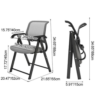 Modern Minimalist Foldable Mesh Sponge Carbon Steel Square Desk Chair With Backrest And Armrests For Home Office Or Study