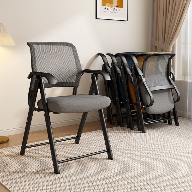 Modern Minimalist Foldable Mesh Sponge Carbon Steel Square Desk Chair With Backrest And Armrests For Home Office Or Study DFM-F
