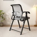 Modern Minimalist Foldable Mesh Sponge Carbon Steel Square Desk Chair With Backrest And Armrests For Home Office Or Study DFM-F