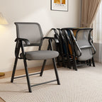 Modern Minimalist Foldable Mesh Sponge Carbon Steel Square Desk Chair With Backrest And Armrests For Home Office Or Study DFM-F