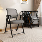 Modern Minimalist Foldable Mesh Sponge Carbon Steel Square Desk Chair With Backrest And Armrests For Home Office Or Study DFM-F