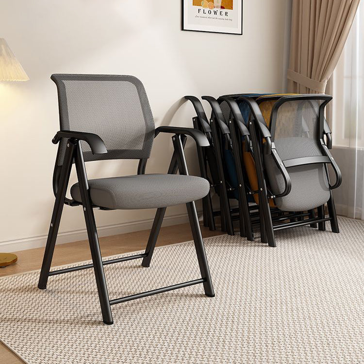 Modern Minimalist Foldable Mesh Sponge Carbon Steel Square Desk Chair With Backrest And Armrests For Home Office Or Study DFM-F