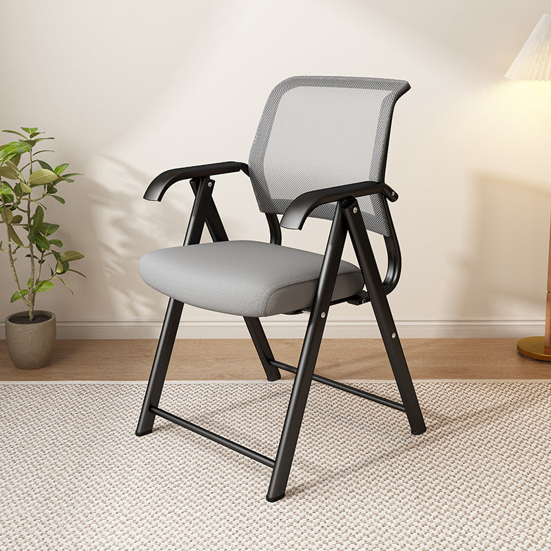 Modern Minimalist Foldable Mesh Sponge Carbon Steel Square Desk Chair With Backrest And Armrests For Home Office Or Study DFM-F