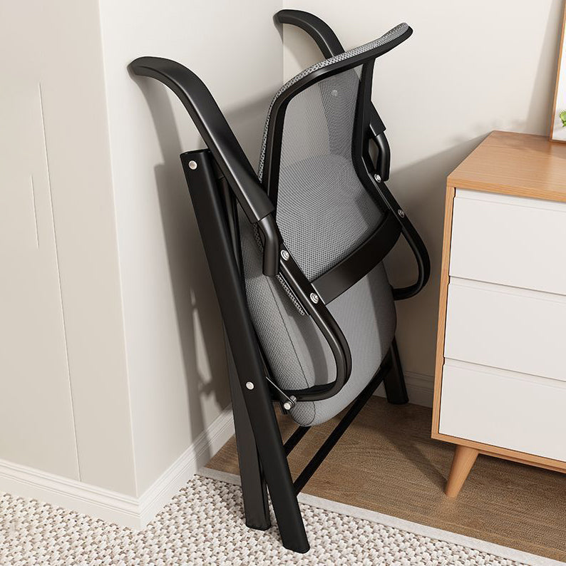 Modern Minimalist Foldable Mesh Sponge Carbon Steel Square Desk Chair With Backrest And Armrests For Home Office Or Study DFM-F