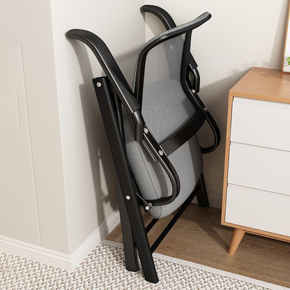 Modern Minimalist Foldable Mesh Sponge Carbon Steel Square Desk Chair With Backrest And Armrests For Home Office Or Study