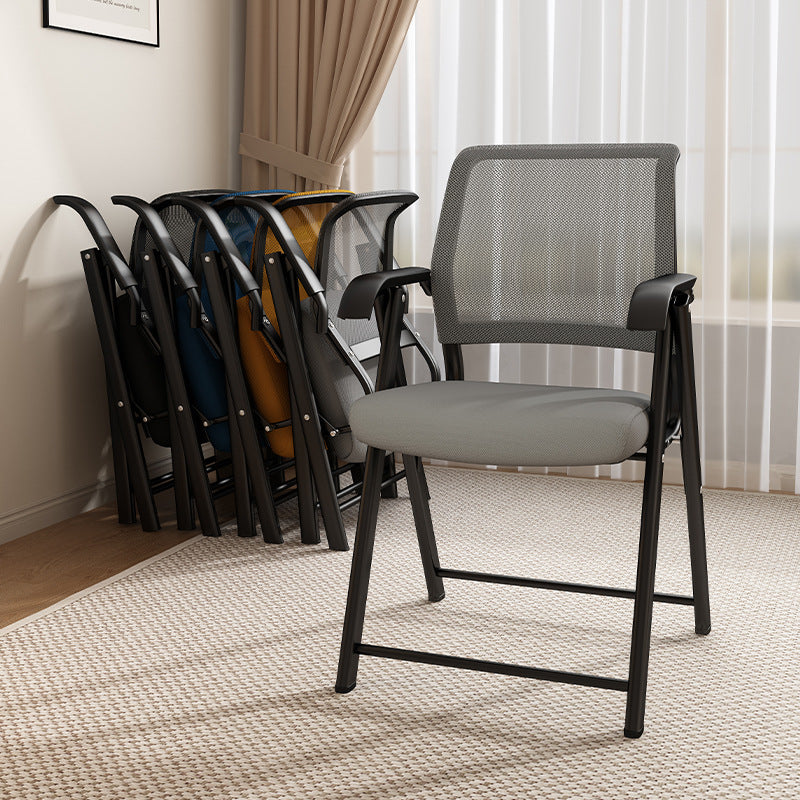 Modern Minimalist Foldable Mesh Sponge Carbon Steel Square Desk Chair With Backrest And Armrests For Home Office Or Study DFM-F