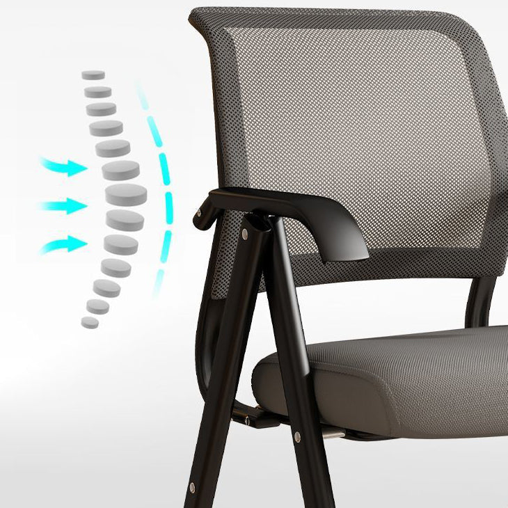 Modern Minimalist Foldable Mesh Sponge Carbon Steel Square Desk Chair With Backrest And Armrests For Home Office Or Study DFM-F