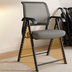 Modern Minimalist Foldable Mesh Sponge Carbon Steel Square Desk Chair With Backrest And Armrests For Home Office Or Study DFM-F