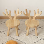 Lumendat Contemporary Creative Solid Wood Antler Round Kids Low Stool With Backrest For Living Room And Entryway Lumendat