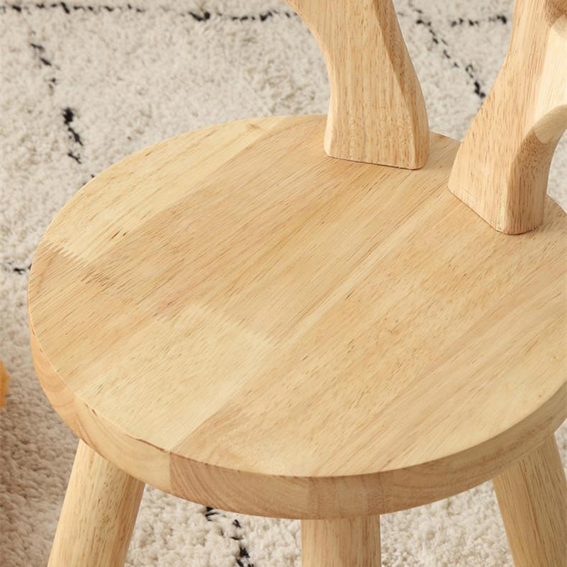 Lumendat Contemporary Creative Solid Wood Antler Round Kids Low Stool With Backrest For Living Room And Entryway Lumendat
