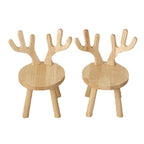 Lumendat Contemporary Creative Solid Wood Antler Round Kids Low Stool With Backrest For Living Room And Entryway Lumendat