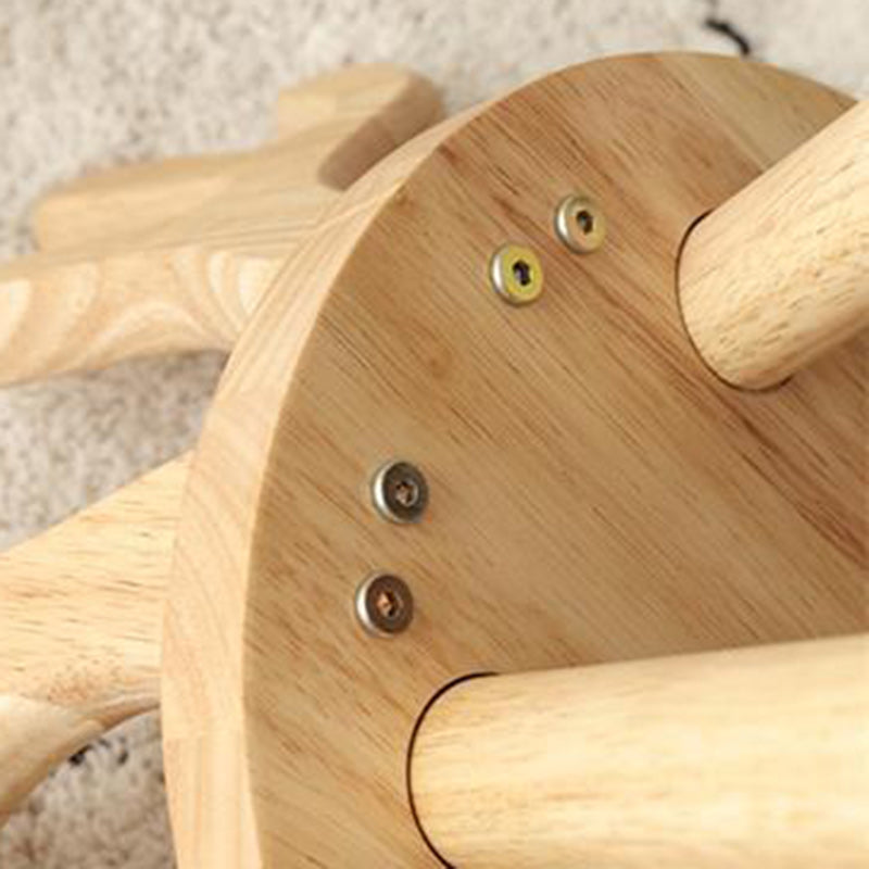 Lumendat Contemporary Creative Solid Wood Antler Round Kids Low Stool With Backrest For Living Room And Entryway Lumendat