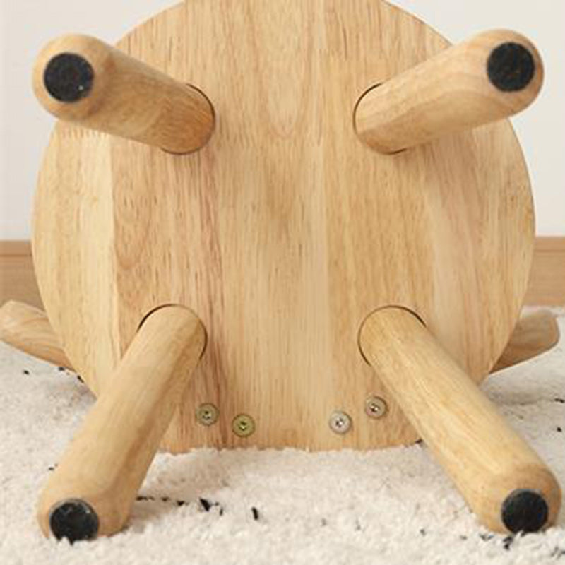 Lumendat Contemporary Creative Solid Wood Antler Round Kids Low Stool With Backrest For Living Room And Entryway Lumendat