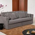Removable Cover Sofa with Birch Frame – Elegant French 3/4-Seater Accent Chair for Living Room Lumendat