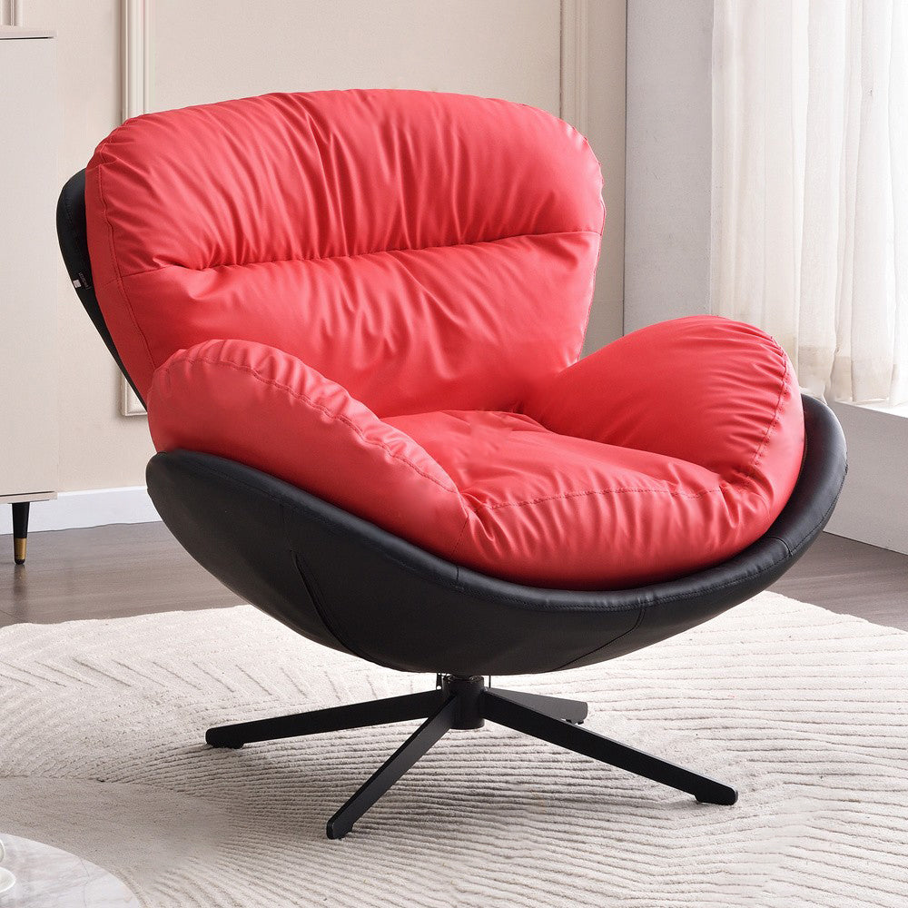 360° Swivel Cradle Accent Chair With Silicone Leather Upholstery - Nordic Lounge For Living Room Or Home Office Lumendat
