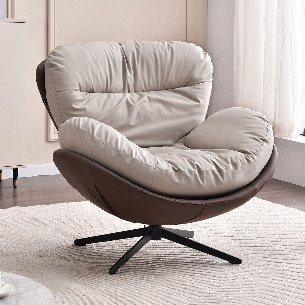 360° Swivel Cradle Accent Chair With Silicone Leather Upholstery - Nordic Lounge For Living Room Or Home Office Lumendat