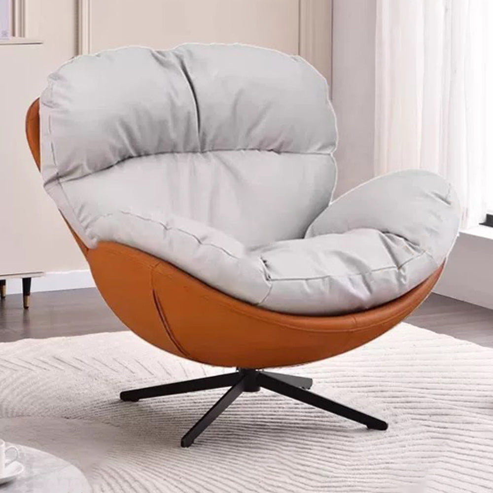 360° Swivel Cradle Accent Chair With Silicone Leather Upholstery - Nordic Lounge For Living Room Or Home Office Lumendat