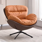 360° Swivel Cradle Accent Chair With Silicone Leather Upholstery - Nordic Lounge For Living Room Or Home Office Lumendat