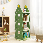 Contemporary Creative Christmas Tree-Shaped Eco-Friendly HDPE Rotatable Bookshelves 4-Tier For Home Office DFM-F