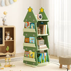 Contemporary Creative Christmas Tree-Shaped Eco-Friendly HDPE Rotatable Bookshelves 4-Tier For Home Office DFM-F