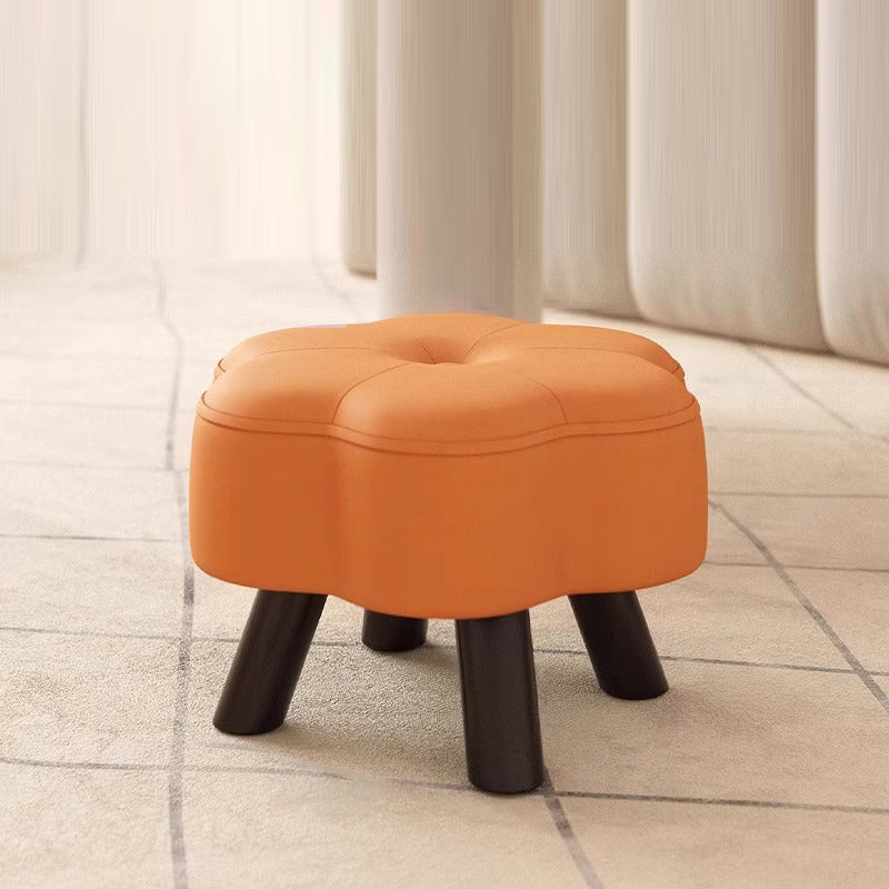 Lumendat Modern Minimalist Floral-Shaped Cat-Scratch-Resistant Leather Solid Wood Chair Backless Armless For Living Room Lumendat