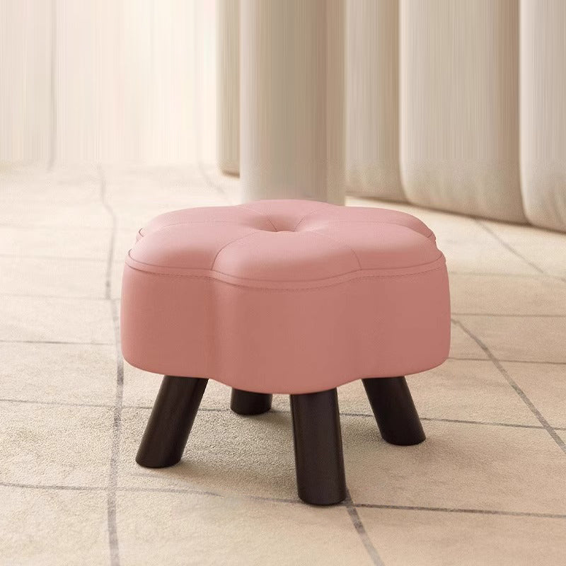 Lumendat Modern Minimalist Floral-Shaped Cat-Scratch-Resistant Leather Solid Wood Chair Backless Armless For Living Room Lumendat