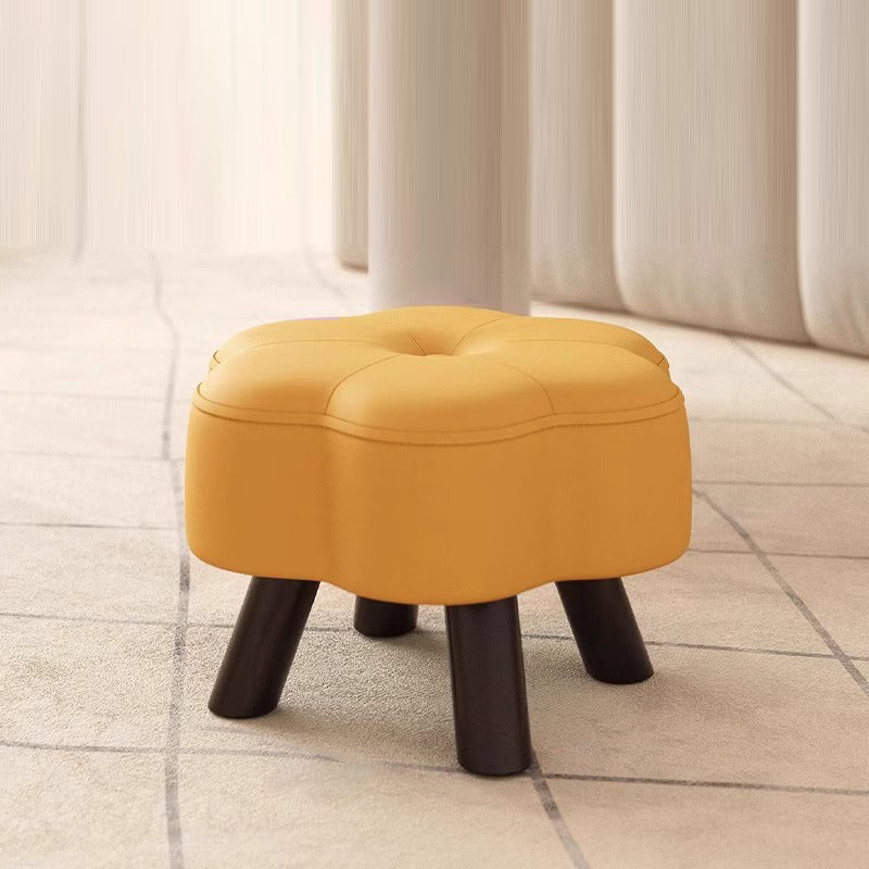 Lumendat Modern Minimalist Floral-Shaped Cat-Scratch-Resistant Leather Solid Wood Chair Backless Armless For Living Room Lumendat