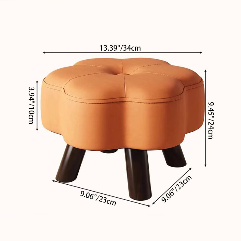 Lumendat Modern Minimalist Floral-Shaped Cat-Scratch-Resistant Leather Solid Wood Chair Backless Armless For Living Room Lumendat