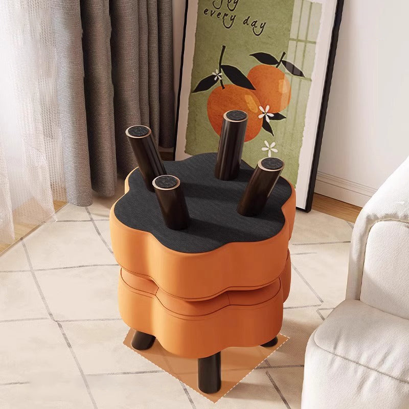 Lumendat Modern Minimalist Floral-Shaped Cat-Scratch-Resistant Leather Solid Wood Chair Backless Armless For Living Room Lumendat