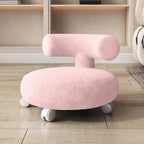 Lumendat Modern Minimalist Curved Lambswool Wood Plastic Low Stool Backrest Armless For Living Room Lumendat