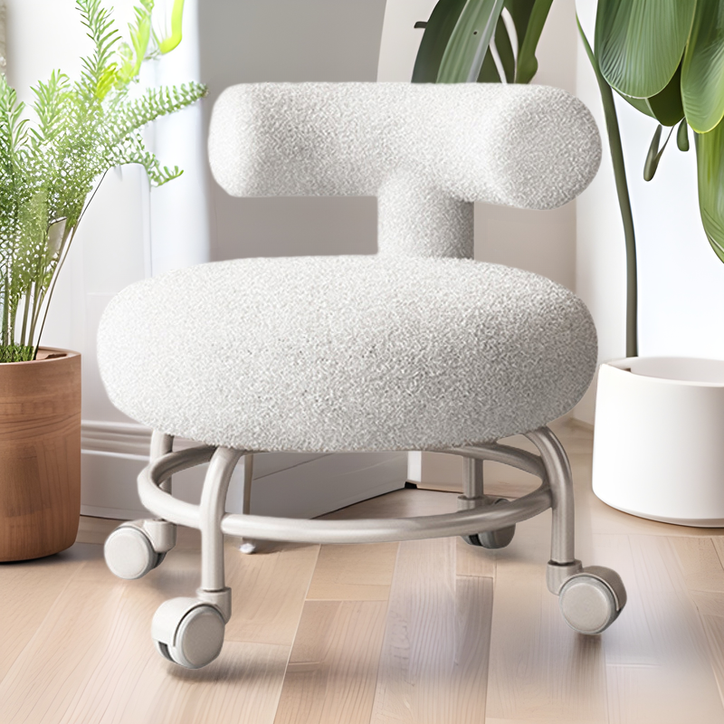 Lumendat Modern Minimalist Curved Lambswool Wood Plastic Low Stool Backrest Armless For Living Room Lumendat
