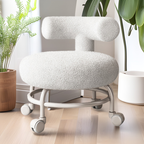 Lumendat Modern Minimalist Curved Lambswool Wood Plastic Low Stool Backrest Armless For Living Room Lumendat
