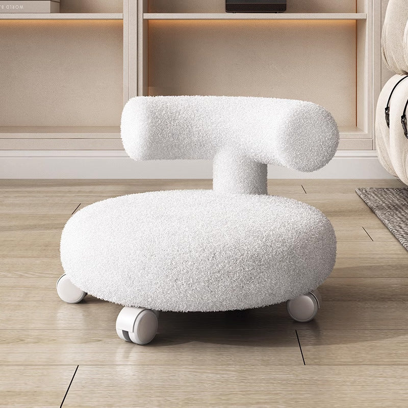 Lumendat Modern Minimalist Curved Lambswool Wood Plastic Low Stool Backrest Armless For Living Room Lumendat