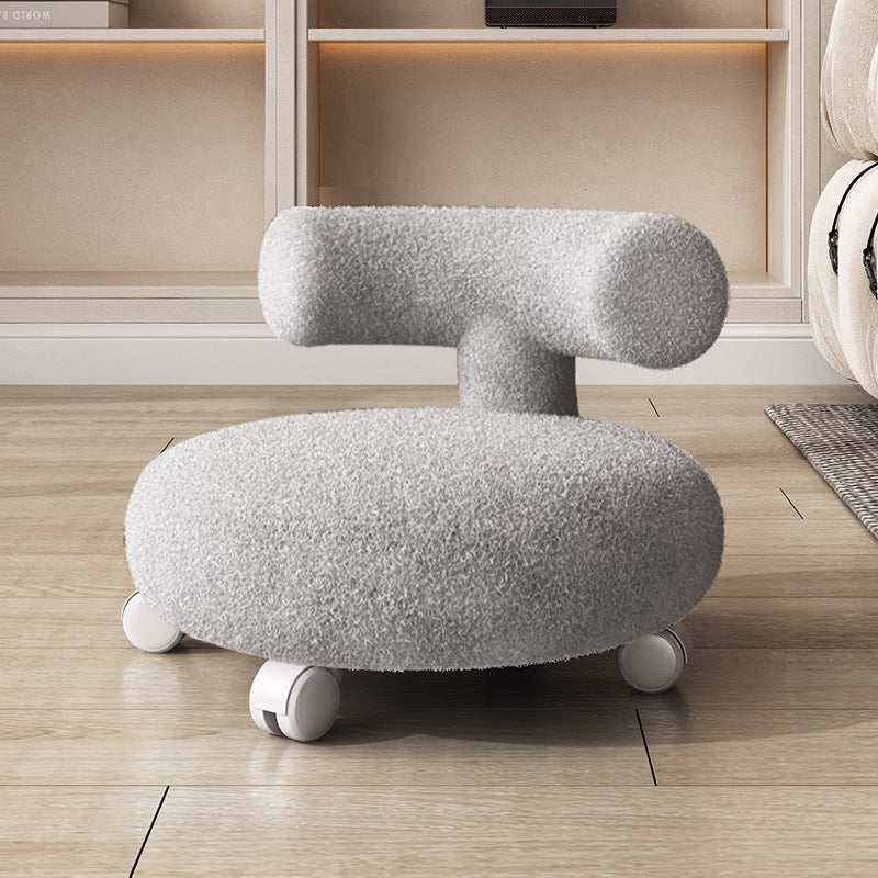 Lumendat Modern Minimalist Curved Lambswool Wood Plastic Low Stool Backrest Armless For Living Room Lumendat