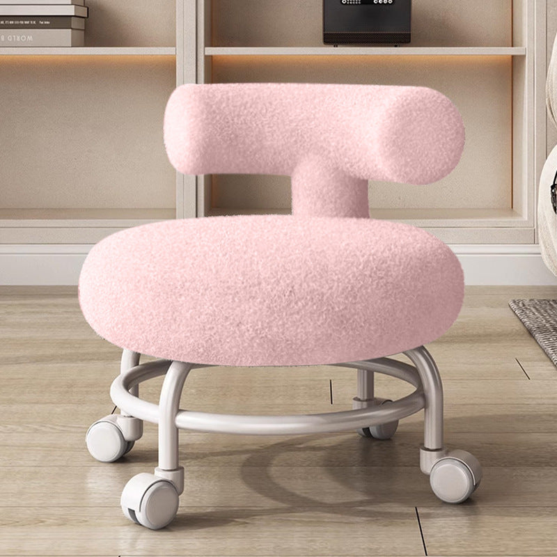 Lumendat Modern Minimalist Curved Lambswool Wood Plastic Low Stool Backrest Armless For Living Room Lumendat