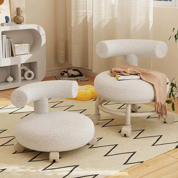 Lumendat Modern Minimalist Curved Lambswool Wood Plastic Low Stool Backrest Armless For Living Room Lumendat