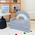 Lumendat Contemporary Creative Curved Teddy Velvet Foam Kids Foldable Accent Chair Backrest Armrest For Living Room Lumendat