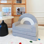 Lumendat Contemporary Creative Curved Teddy Velvet Foam Kids Foldable Accent Chair Backrest Armrest For Living Room Lumendat