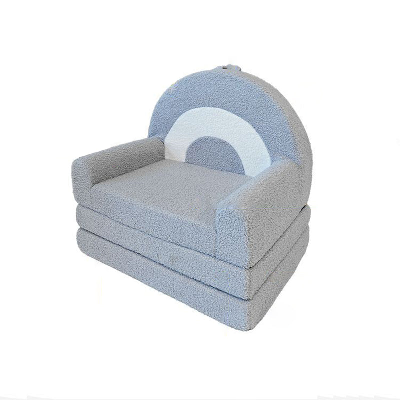 Lumendat Contemporary Creative Curved Teddy Velvet Foam Kids Foldable Accent Chair Backrest Armrest For Living Room Lumendat