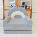 Lumendat Contemporary Creative Curved Teddy Velvet Foam Kids Foldable Accent Chair Backrest Armrest For Living Room Lumendat