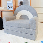 Lumendat Contemporary Creative Curved Teddy Velvet Foam Kids Foldable Accent Chair Backrest Armrest For Living Room Lumendat