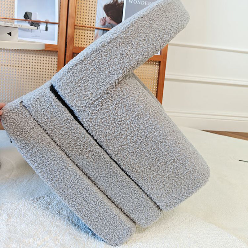 Lumendat Contemporary Creative Curved Teddy Velvet Foam Kids Foldable Accent Chair Backrest Armrest For Living Room Lumendat