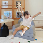 Lumendat Contemporary Creative Curved Teddy Velvet Foam Kids Foldable Accent Chair Backrest Armrest For Living Room Lumendat