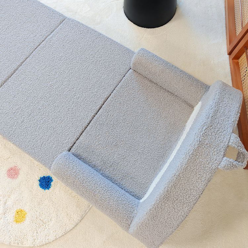 Lumendat Contemporary Creative Curved Teddy Velvet Foam Kids Foldable Accent Chair Backrest Armrest For Living Room Lumendat